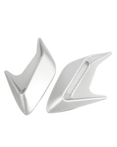 hihaha 2 Pcs Silver Tone Plastic Car Hood Air Flow Vent Sticker Cover Decor