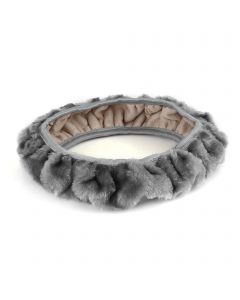 hihaha Gray Soft Plush Fuzzy Auto Car Truck Steering Wheel Cover Warm for Winter