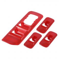 hihaha 1 Set Car Window Lift Control Switch Panel Trim ABS Red for Ford F150 2015-2018